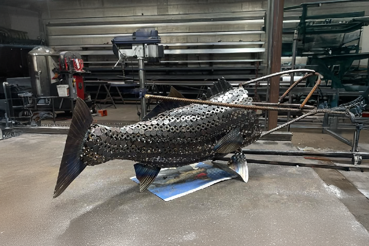 38-inch Striped Bass Metal Sculpture